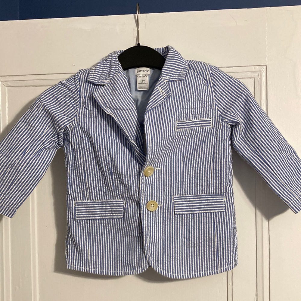 Blue striped seersucker blazer 3T